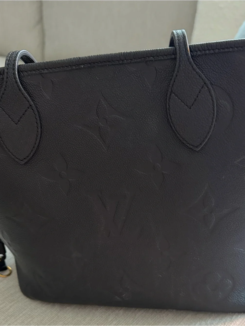 Louis Vuitton Black Embossed Monogram Leather  Neverfull